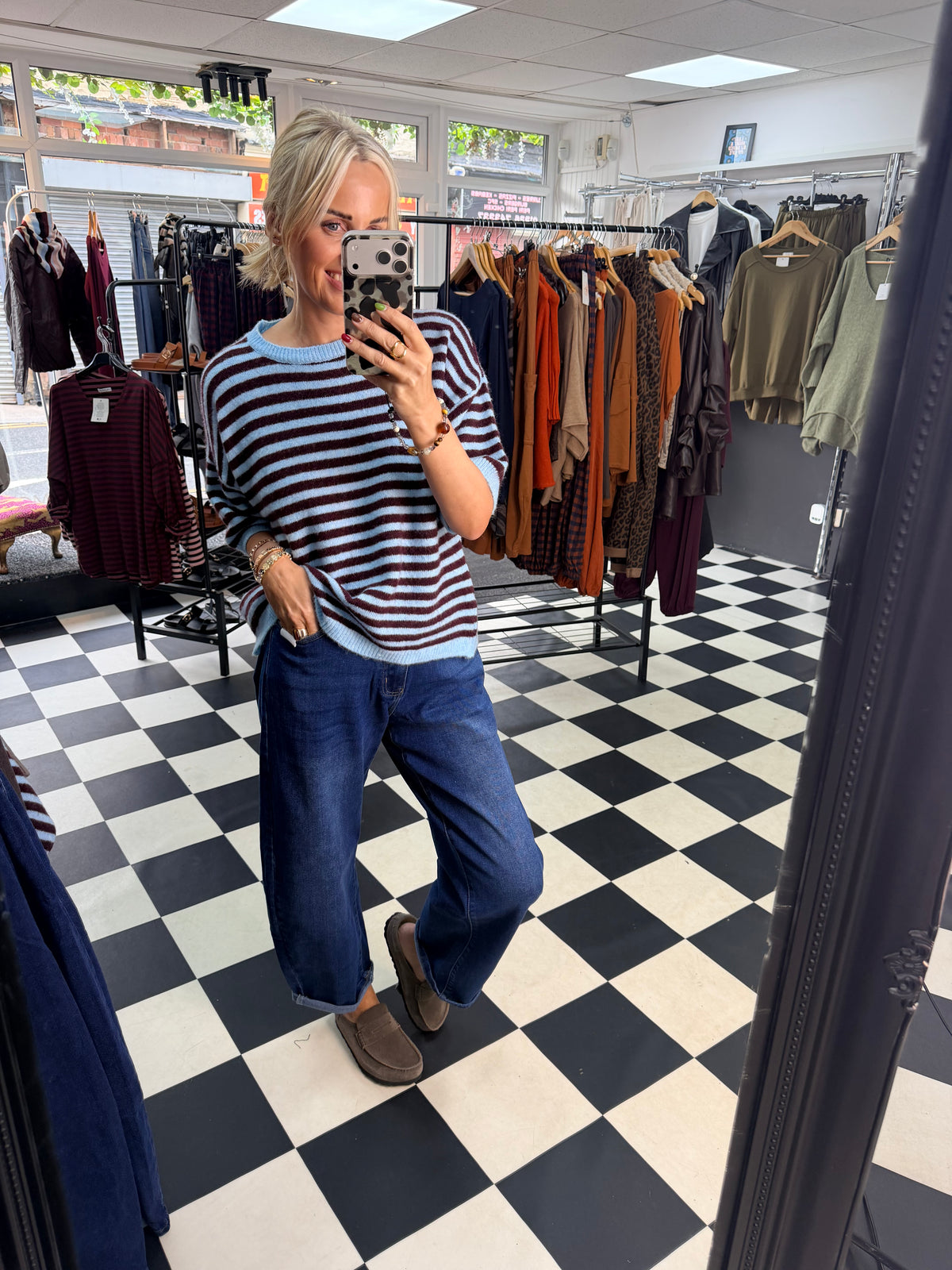 Penny Stripe Jumper Blue and Wine