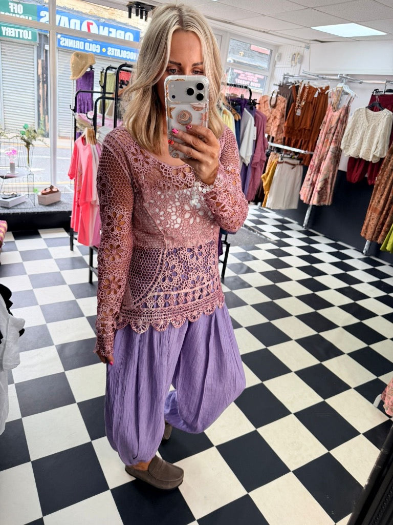 TikTok Crinkle Trousers Lilac