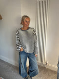 Weekend slouch stripe Grey and White  Special Buy