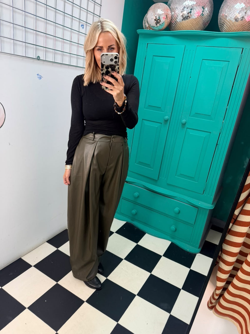 Sienna Pu Trousers - Khaki