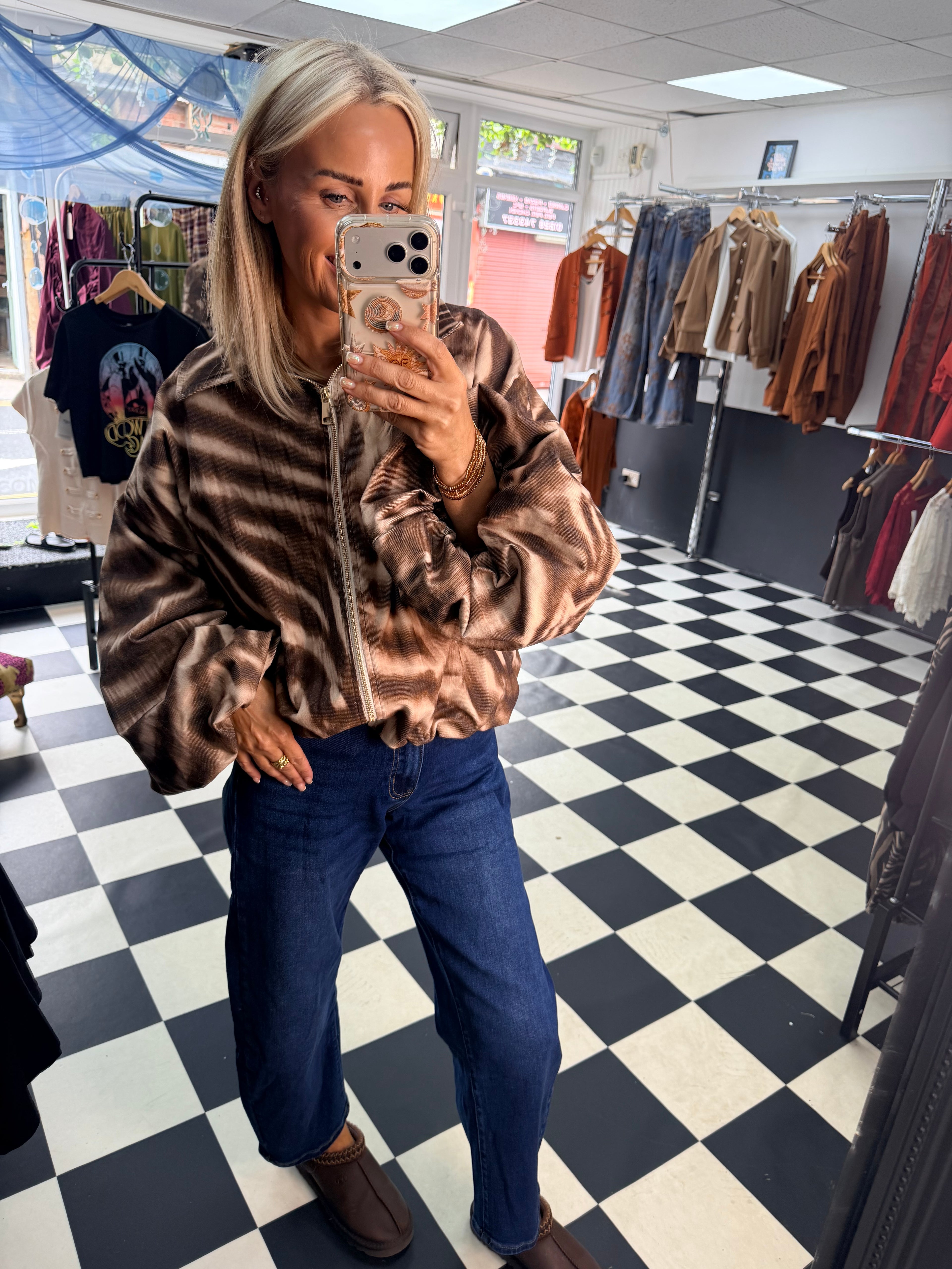 Needlecord Zebra Slouchy Jacket Chocolate