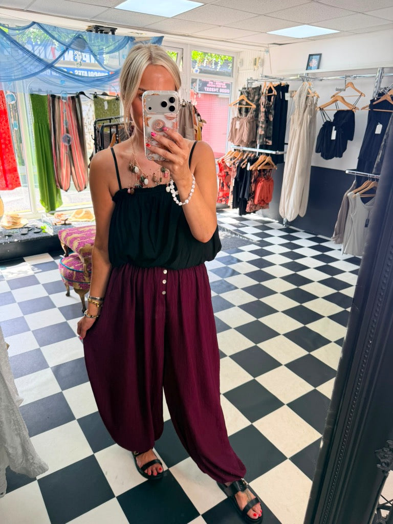 Button Balloon trouser - Plum
