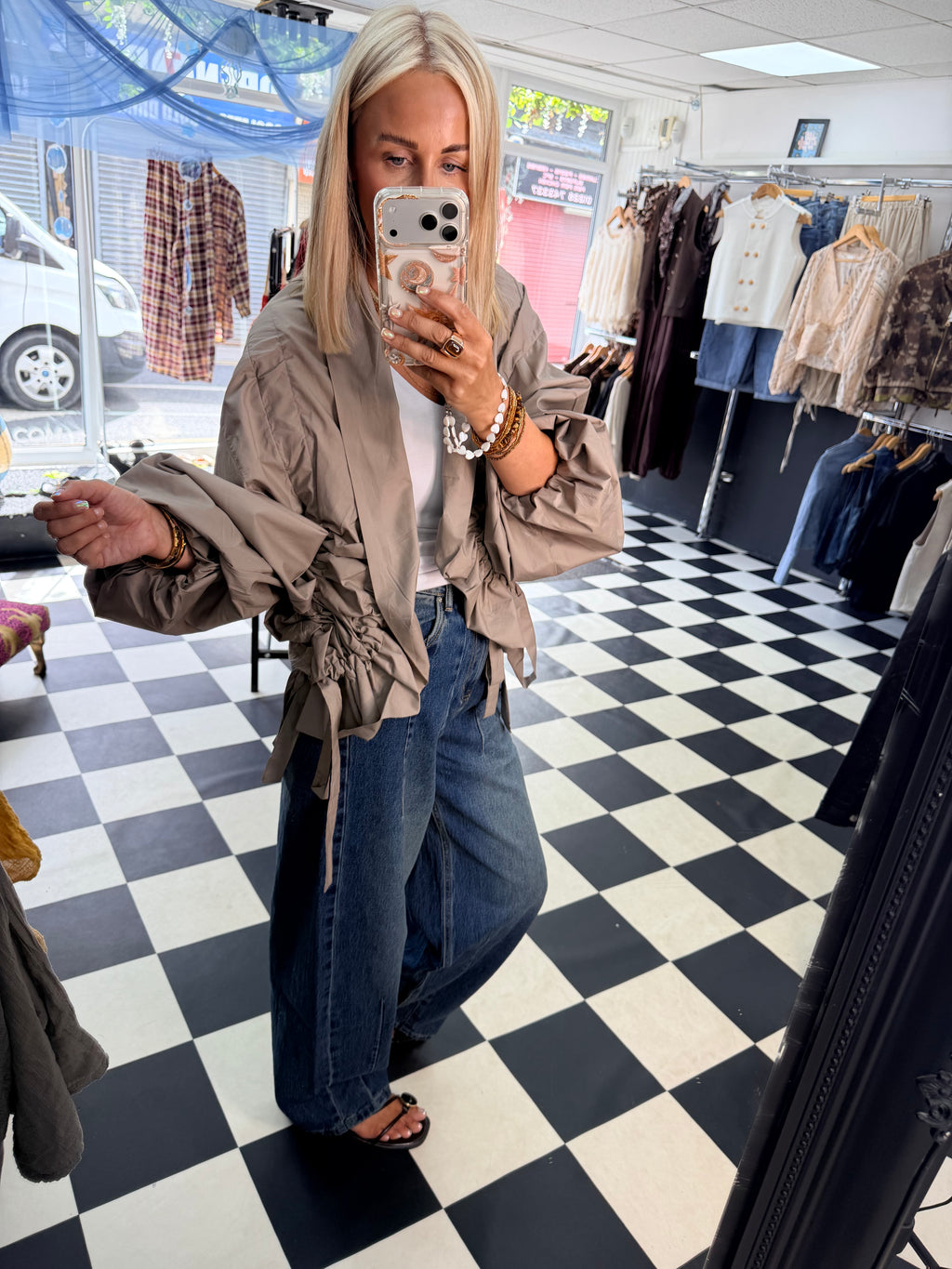 Ruffle Lightweight Jacket Taupe - Pre Order due in Friday next week approx