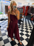 Wrap Crinkle Jumpsuit Wine