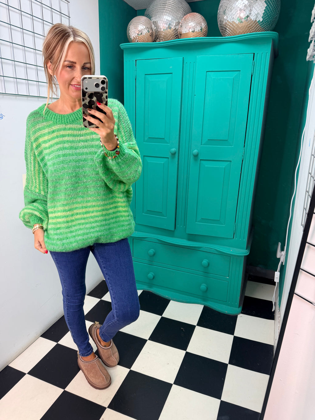 Colour Crush Stripe Jumper Green