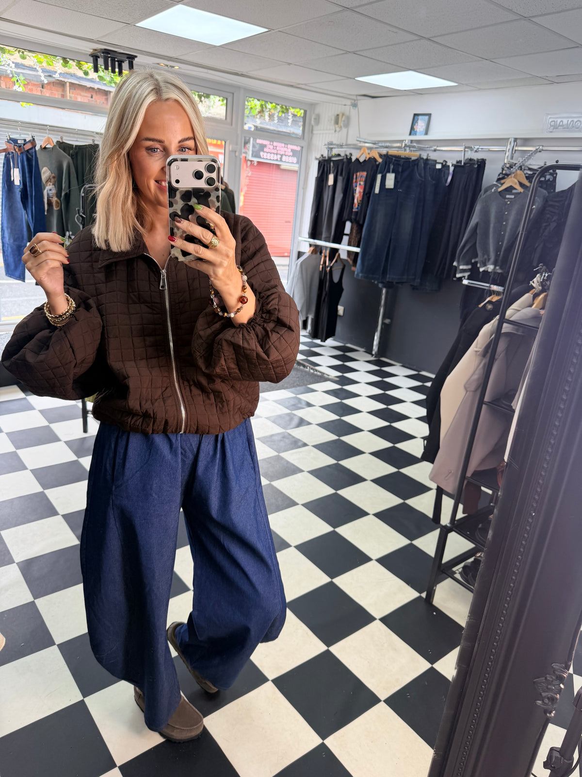 Quilted Bomber jacket - Chocolate
