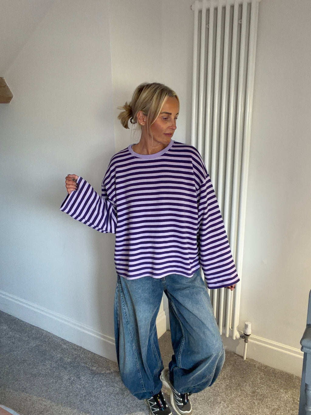Weekend slouch stripe Purple and Lilac Special Buy