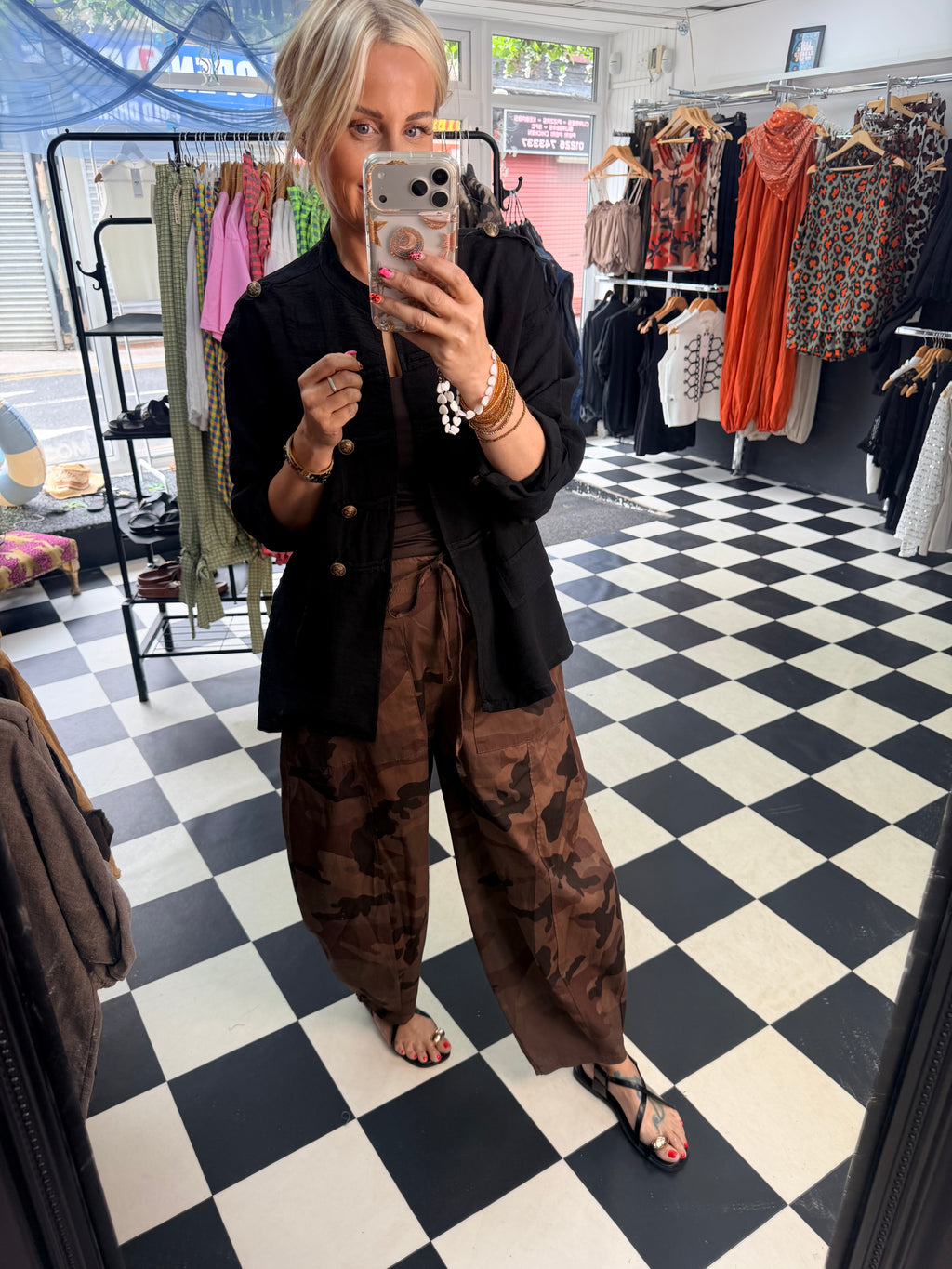 Camo Barrel leg trousers Chocolate