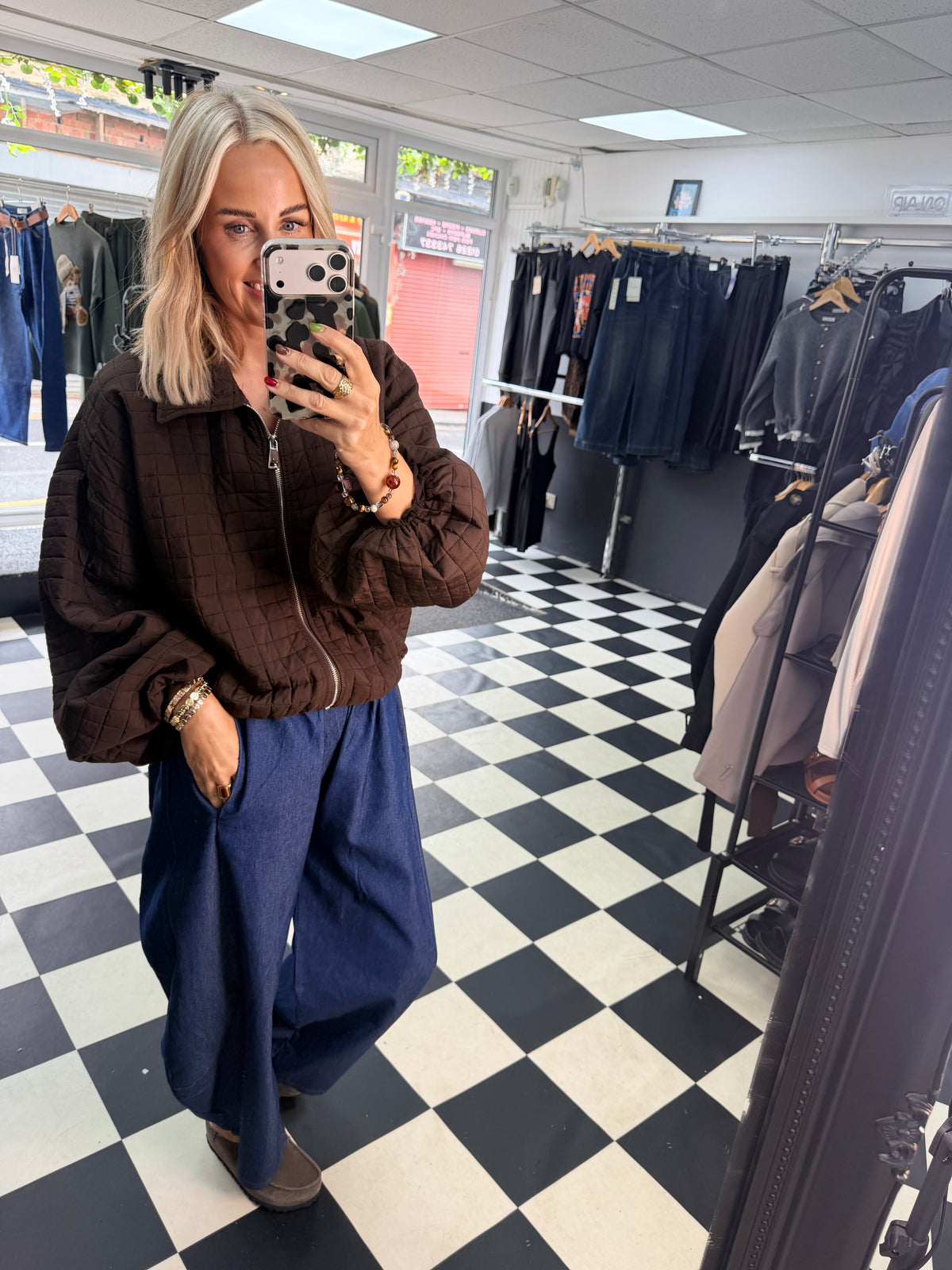 Quilted Bomber jacket - Chocolate