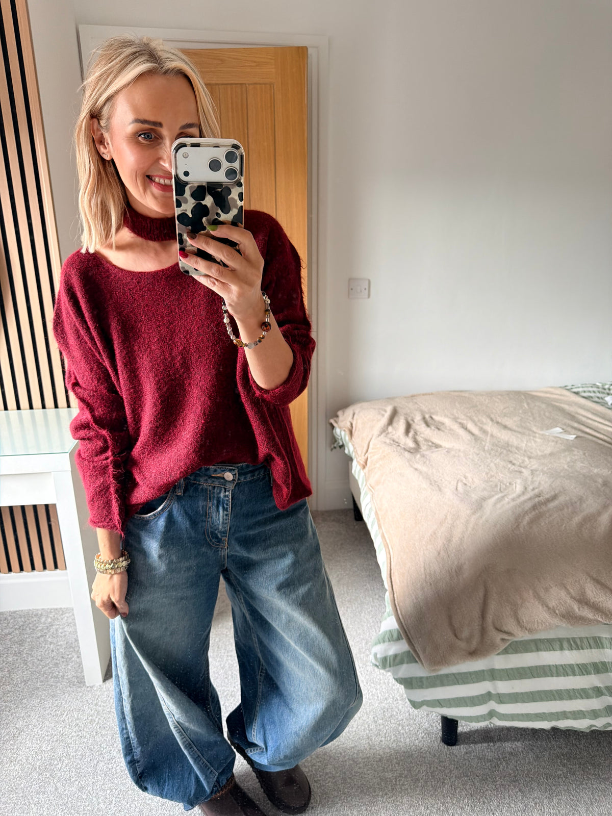 Slash Neck Jumper Wine