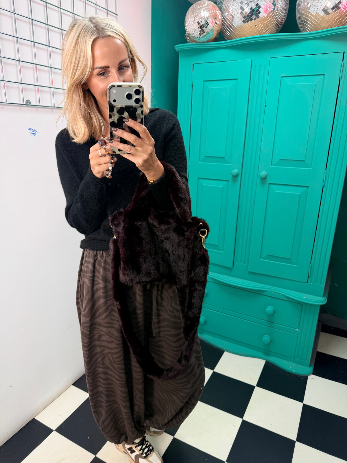 Luxe Faux fur Shoulder bag - Plum