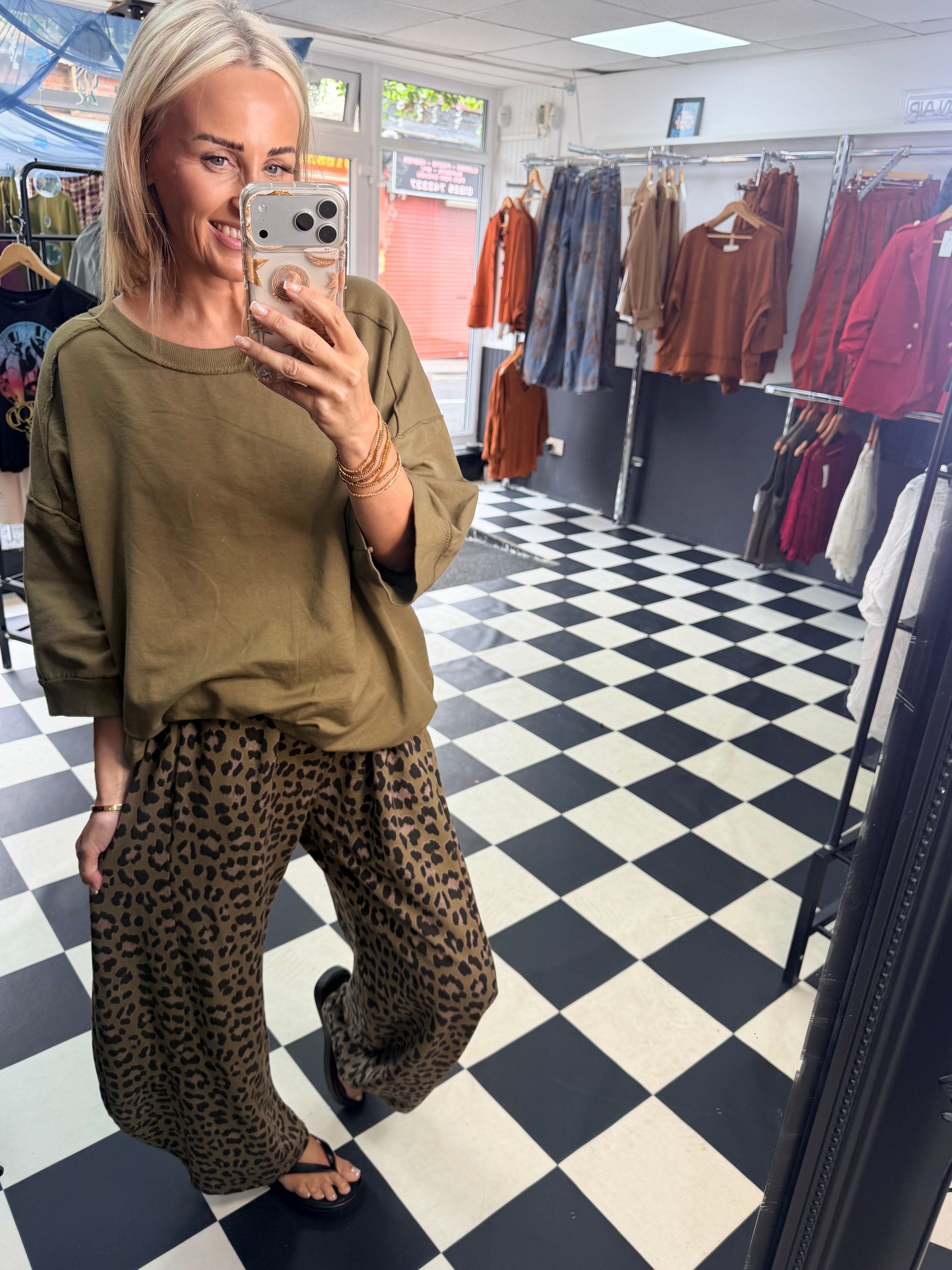 Crop Sleeved Slouchy Sweatshirt Green