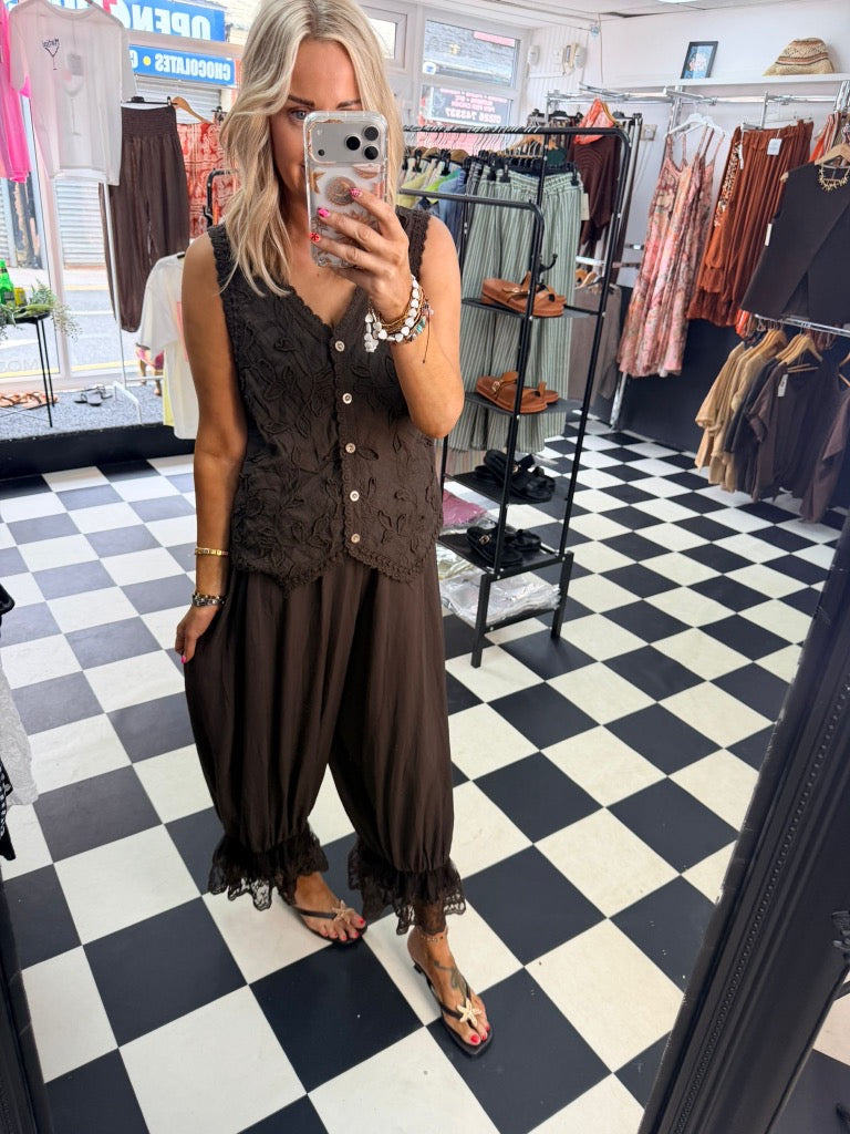 Opel Embellished Waistcoat Chocolate