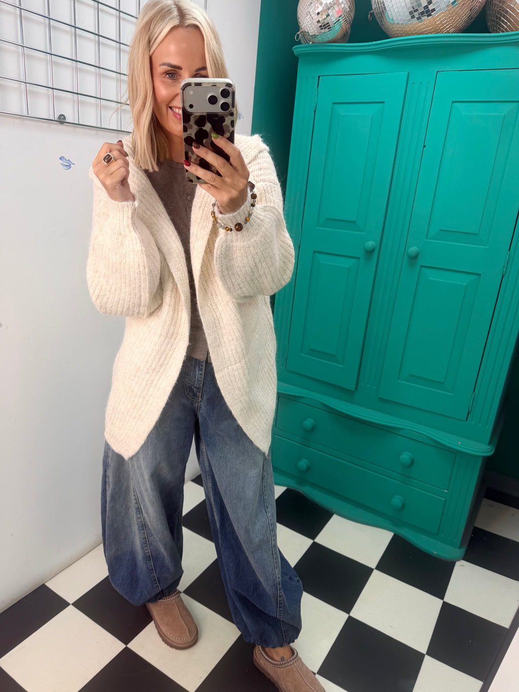 Chunky Hooded Cardigan Cream