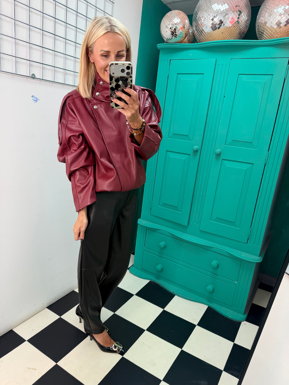 The Viral PU Jacket Wine