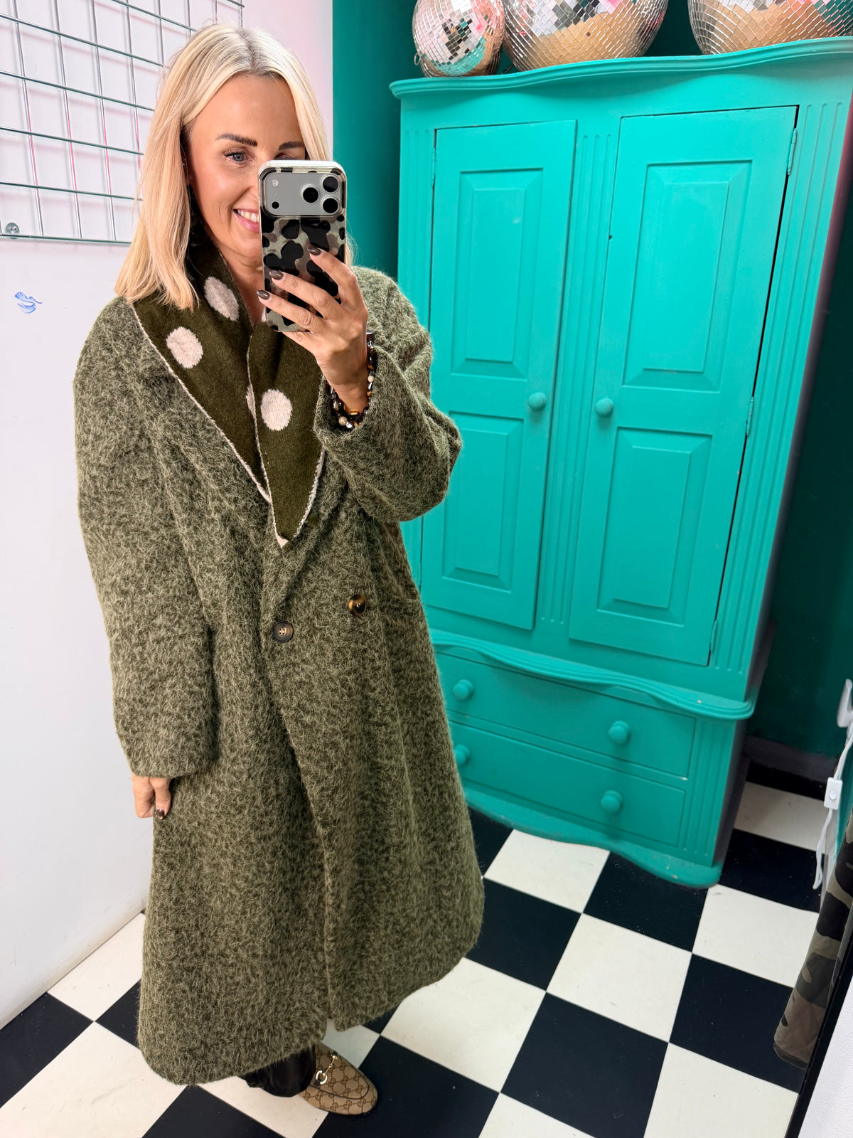 Oversized cosy knit coat - Khaki