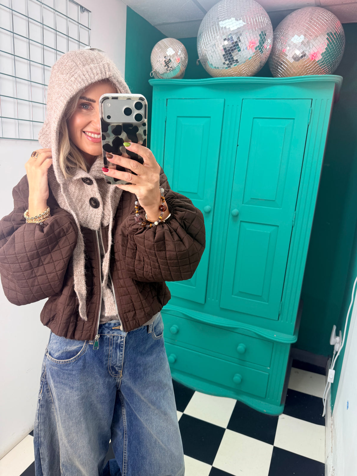Button Snood Taupe