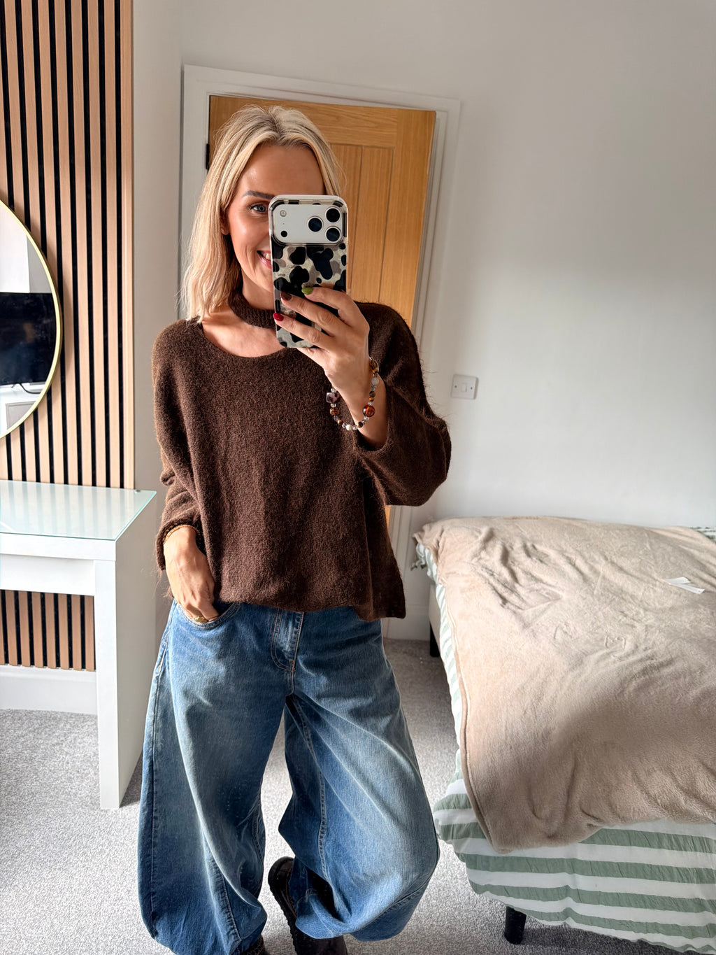 Slash Neck Jumper Chocolate