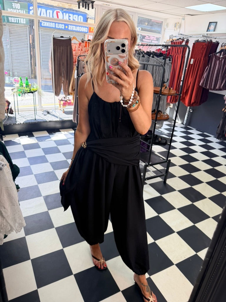 Wrap Crinkle Jumpsuit Black