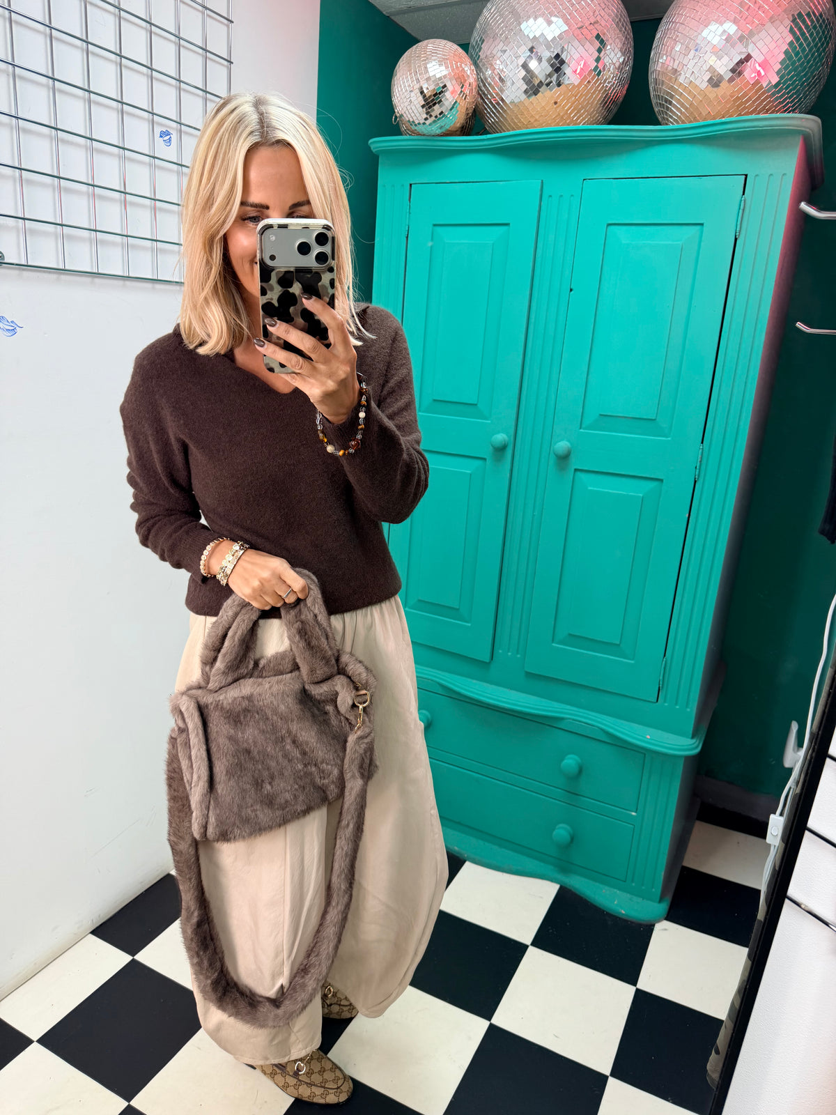 Luxe Faux fur Shoulder bag - Mocha