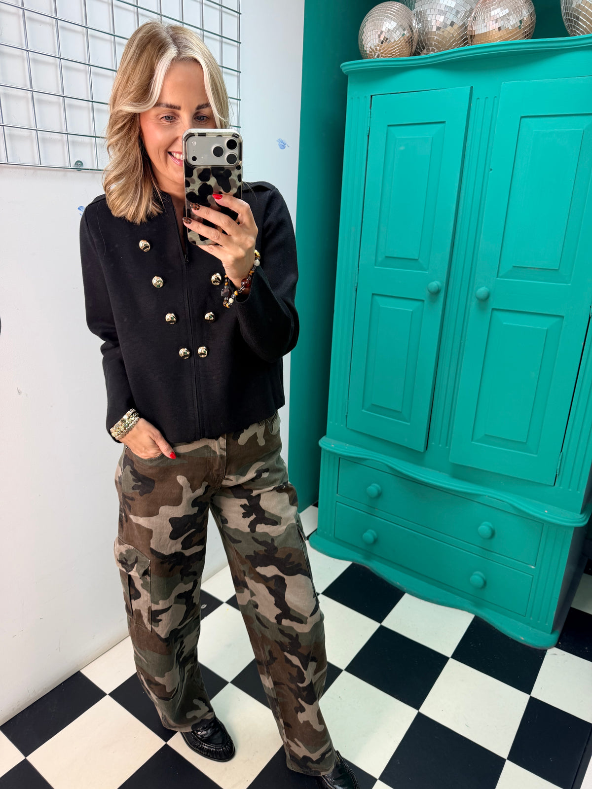 The Portia Military Style Cardigan Jacket Khaki (Copy)