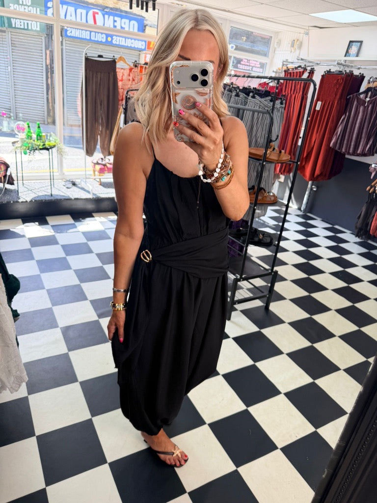 Wrap Crinkle Jumpsuit Black