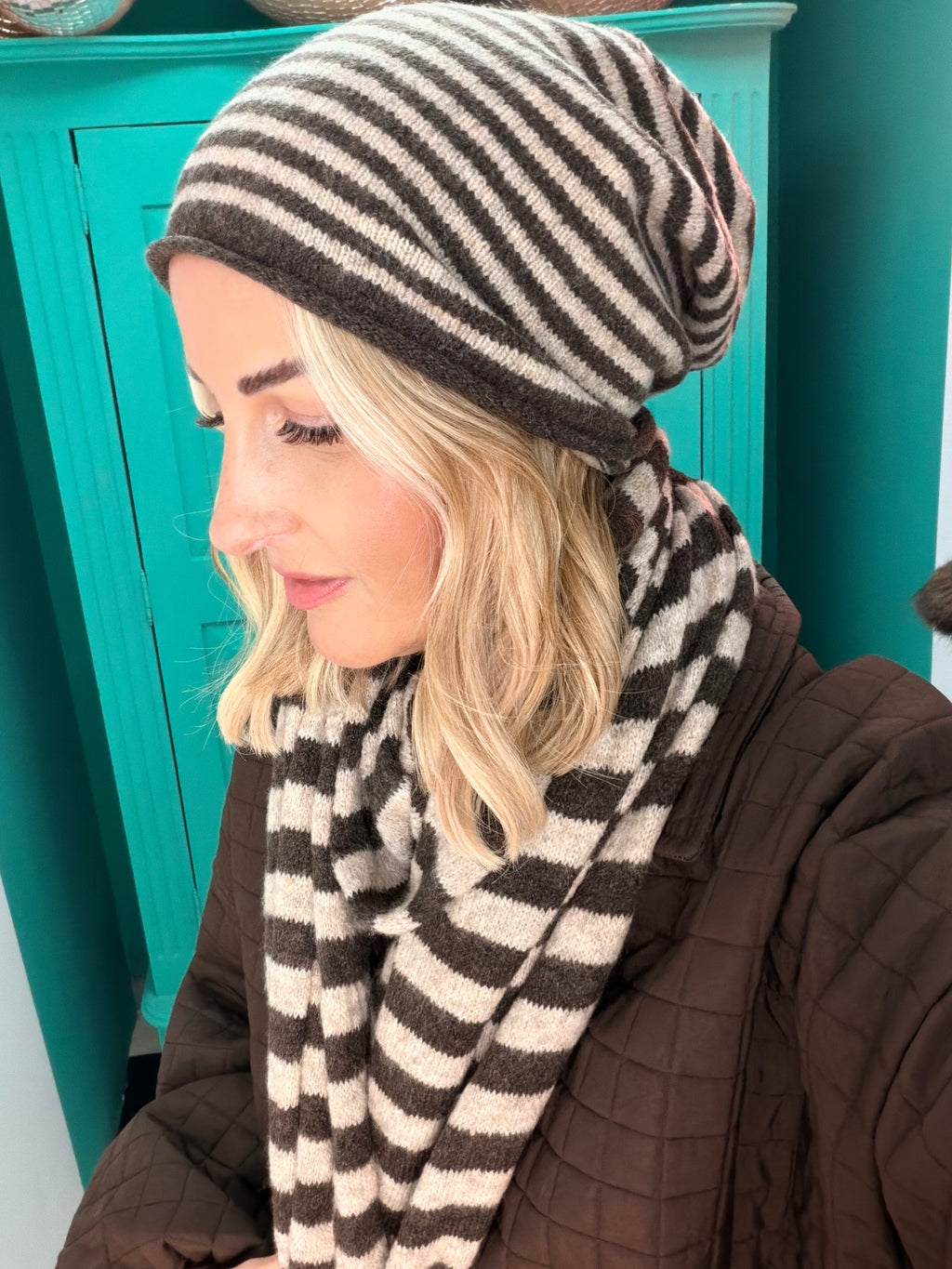 Stripe Hat Chocolate and Cream