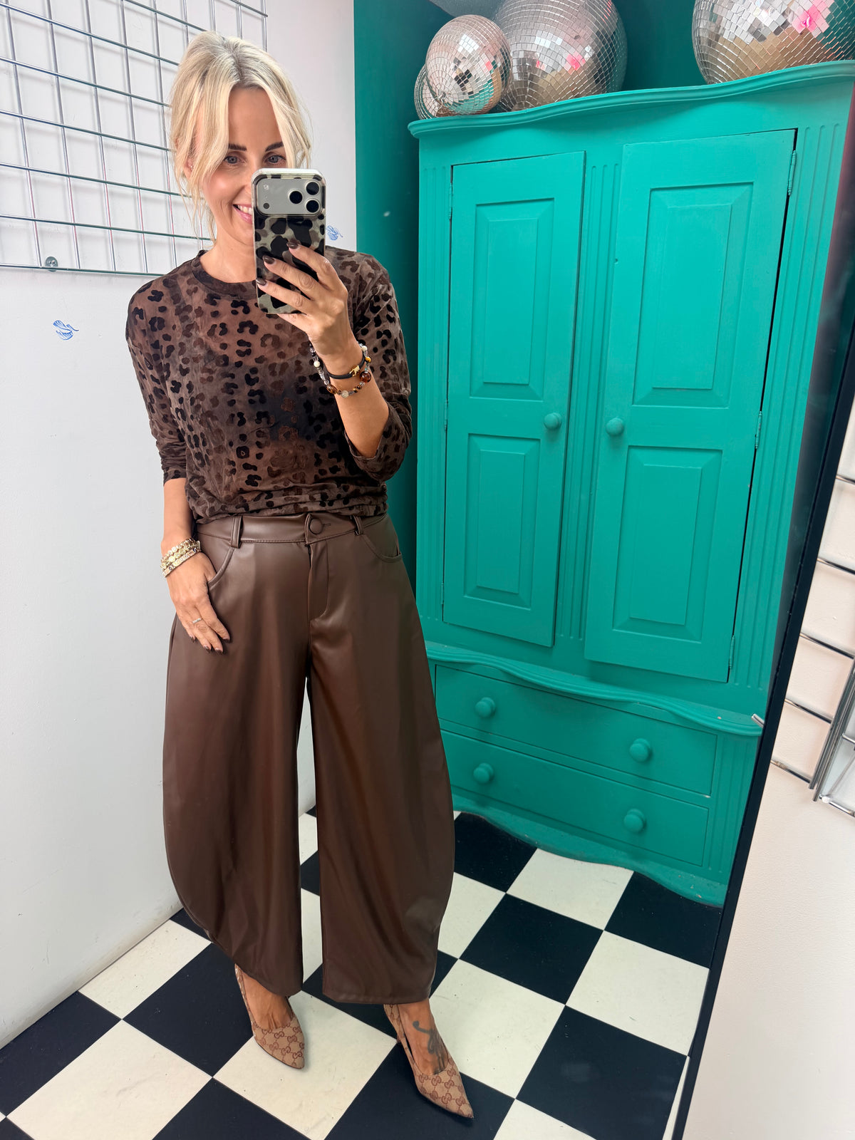 Stormy Sky Animal Mesh Top Chocolate