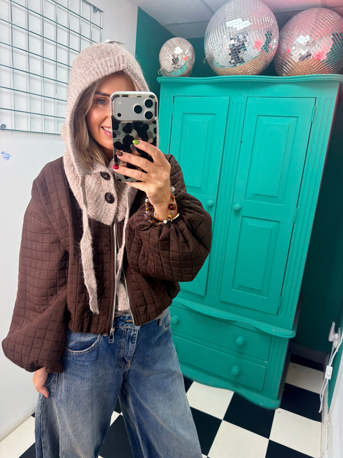 Button Snood Taupe
