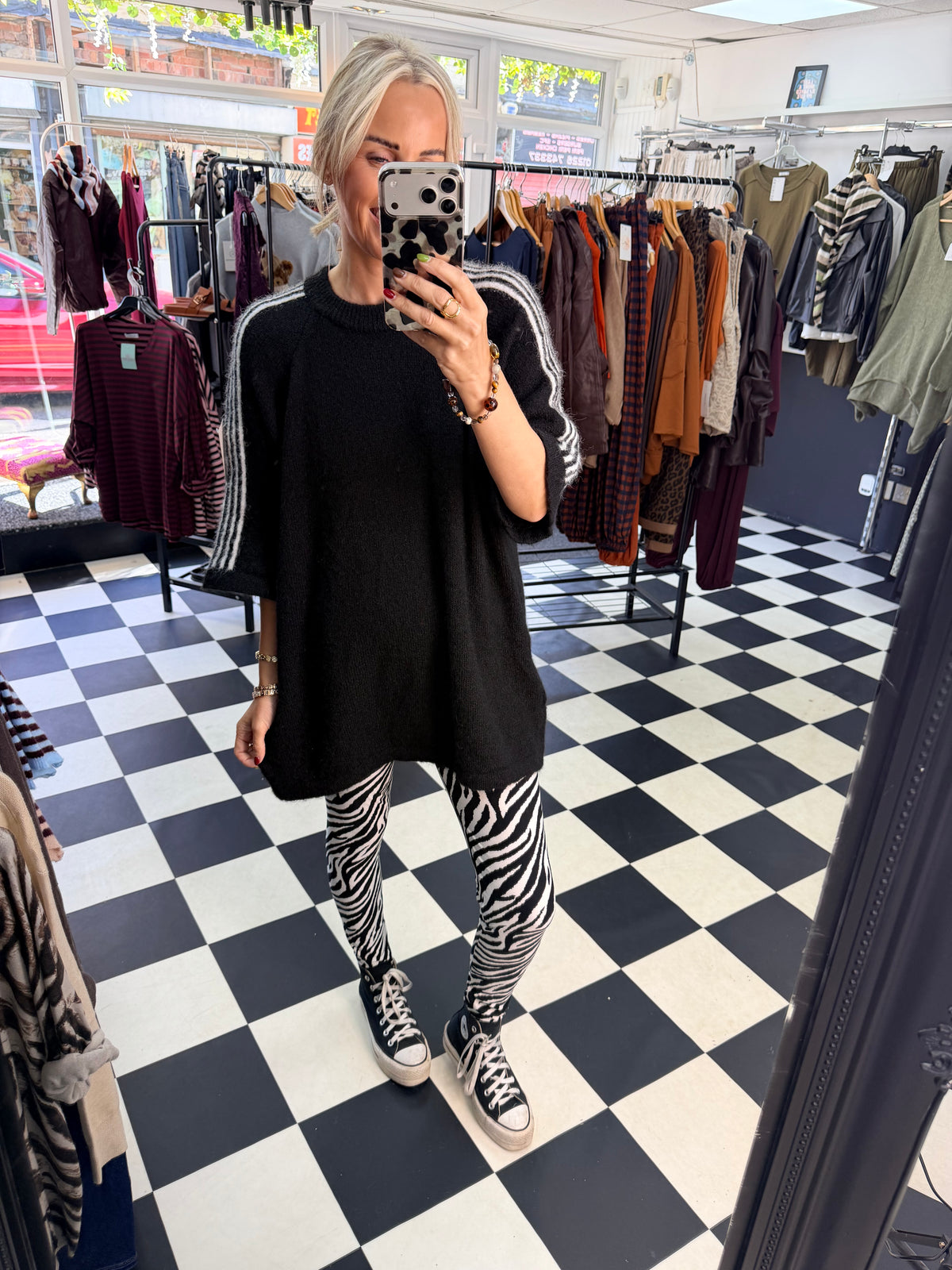 Stripe Shoulder Jumper Black