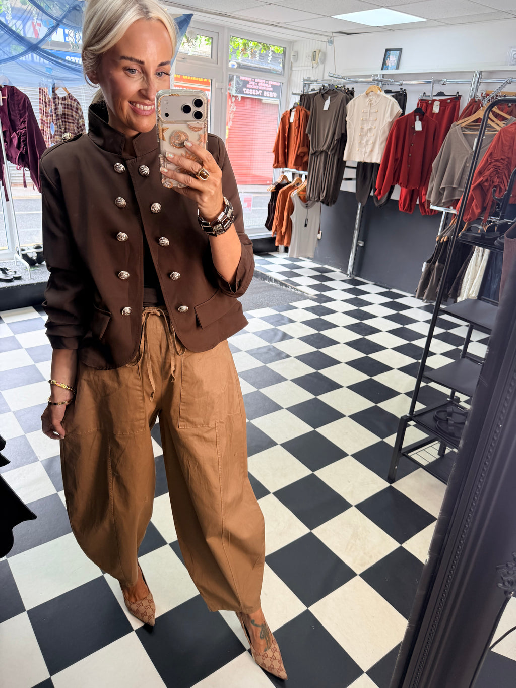 Military Crop Blazer Chocolate