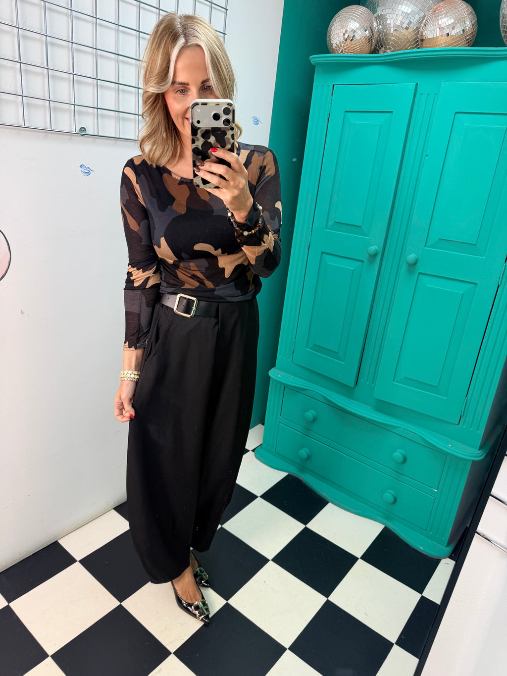 The Harper Half Belt Barrel Trousers Black Pre Order Due in Next week