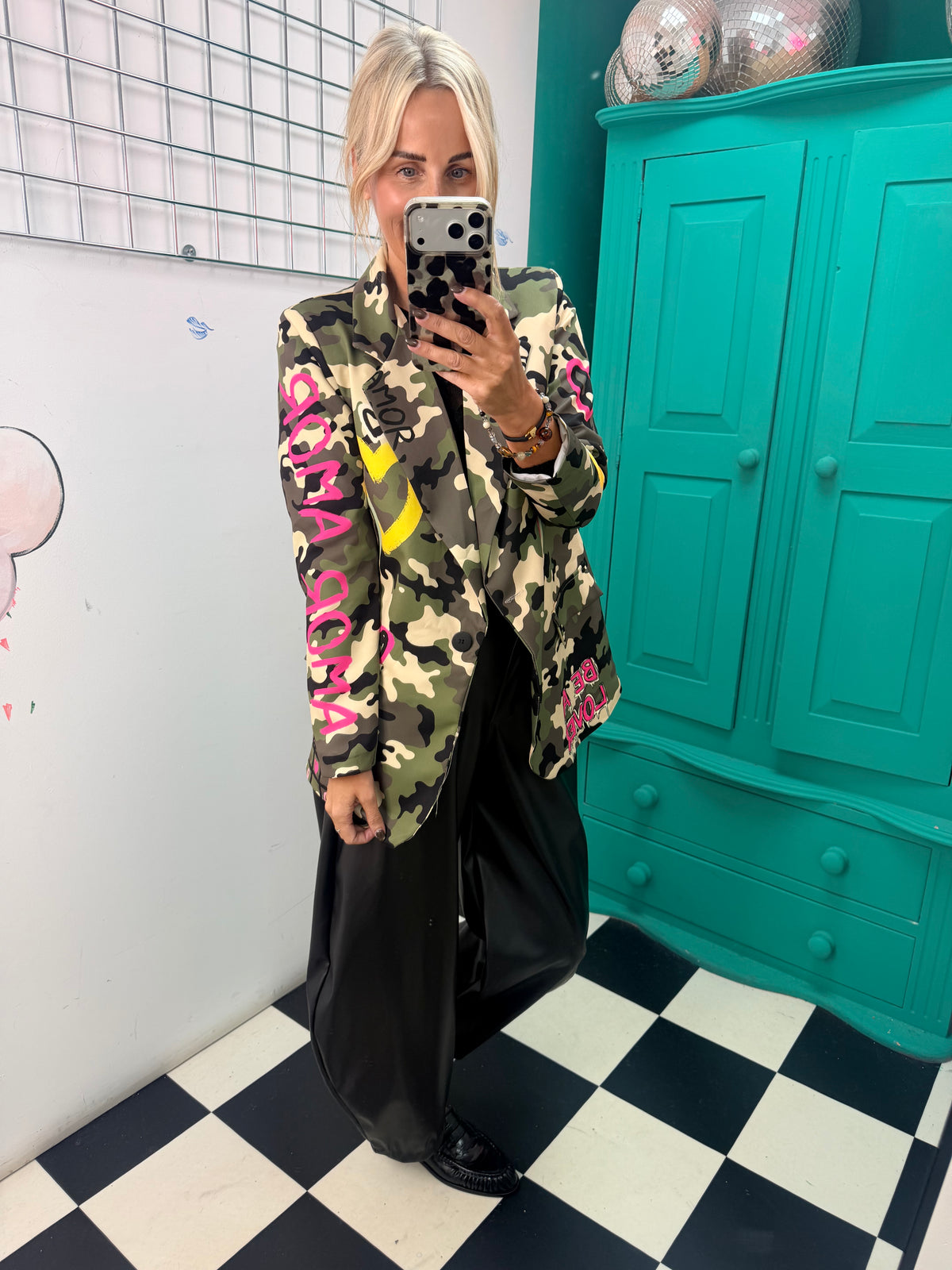 Be a Lover Camo Graffiti Blazer