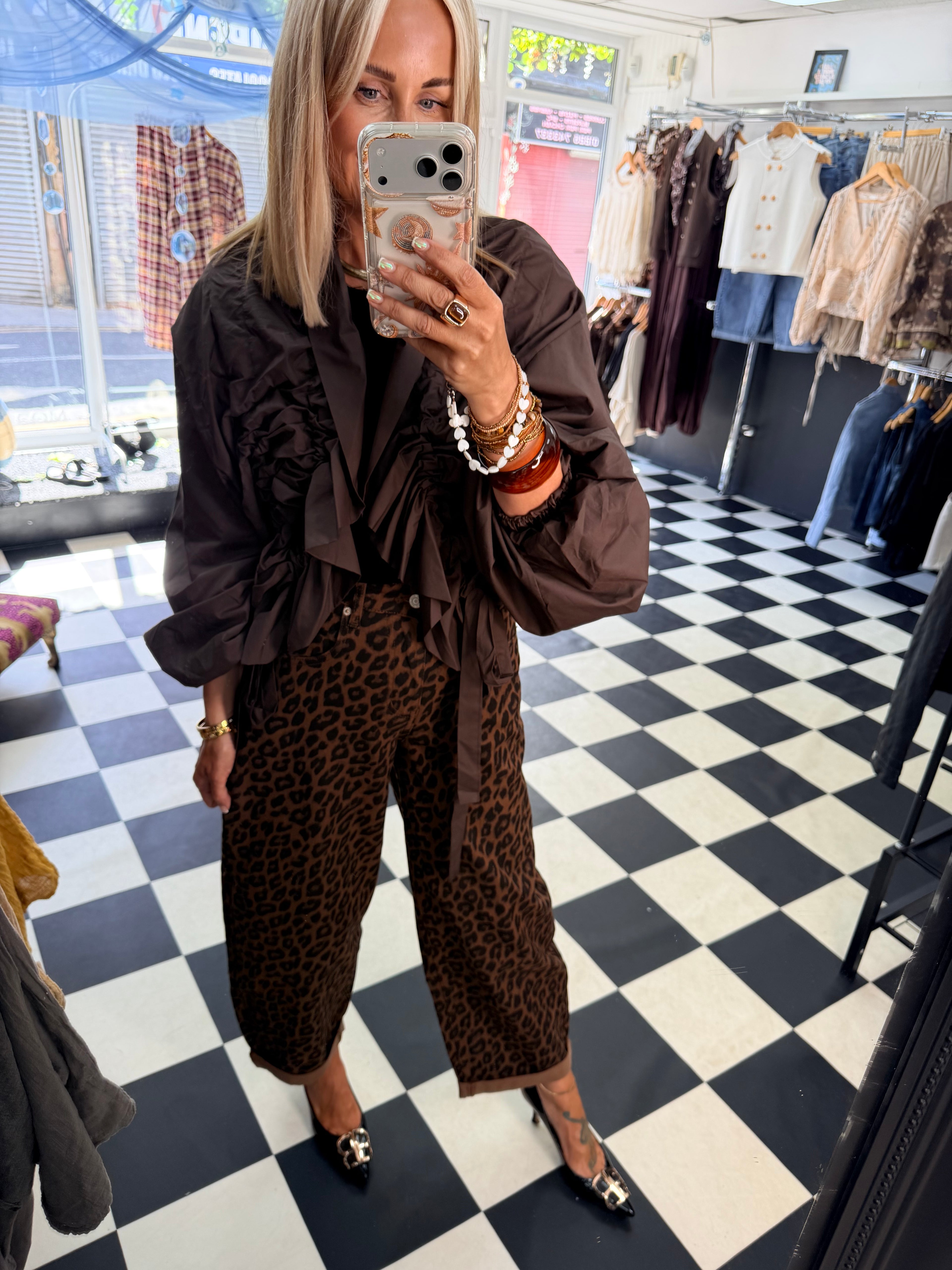 Ruffle Lightweight Jacket Chocolate-Pre Order Due in next Fri approx