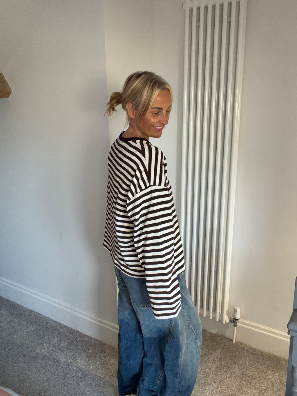 Weekend slouch stripe Chocolate and Cream Special Buy
