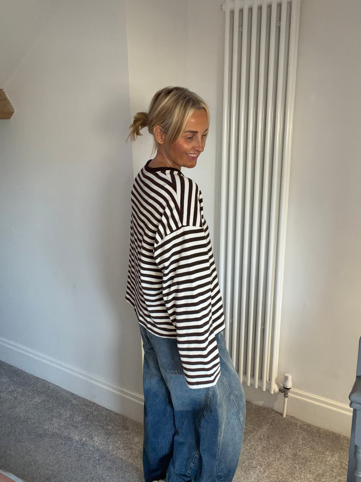 Weekend slouch stripe Chocolate and Cream Special Buy