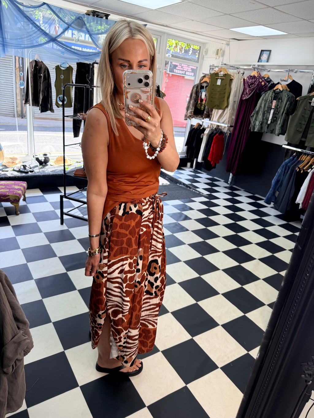 Funky Animal Split Trousers Rust