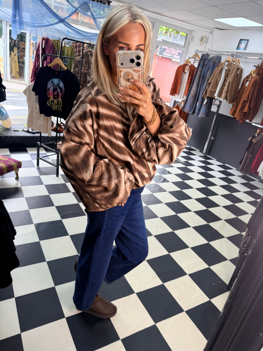 Needlecord Zebra Slouchy Jacket Chocolate