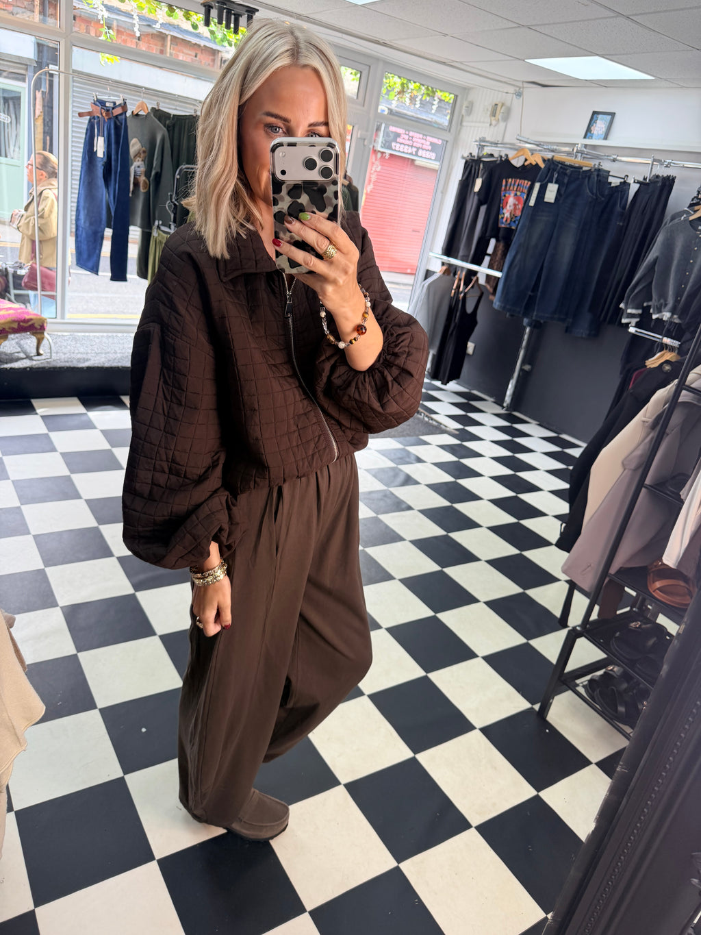 Quilted Bomber jacket - Chocolate