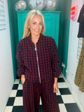 Autumn Check Jacket Wine/Navy