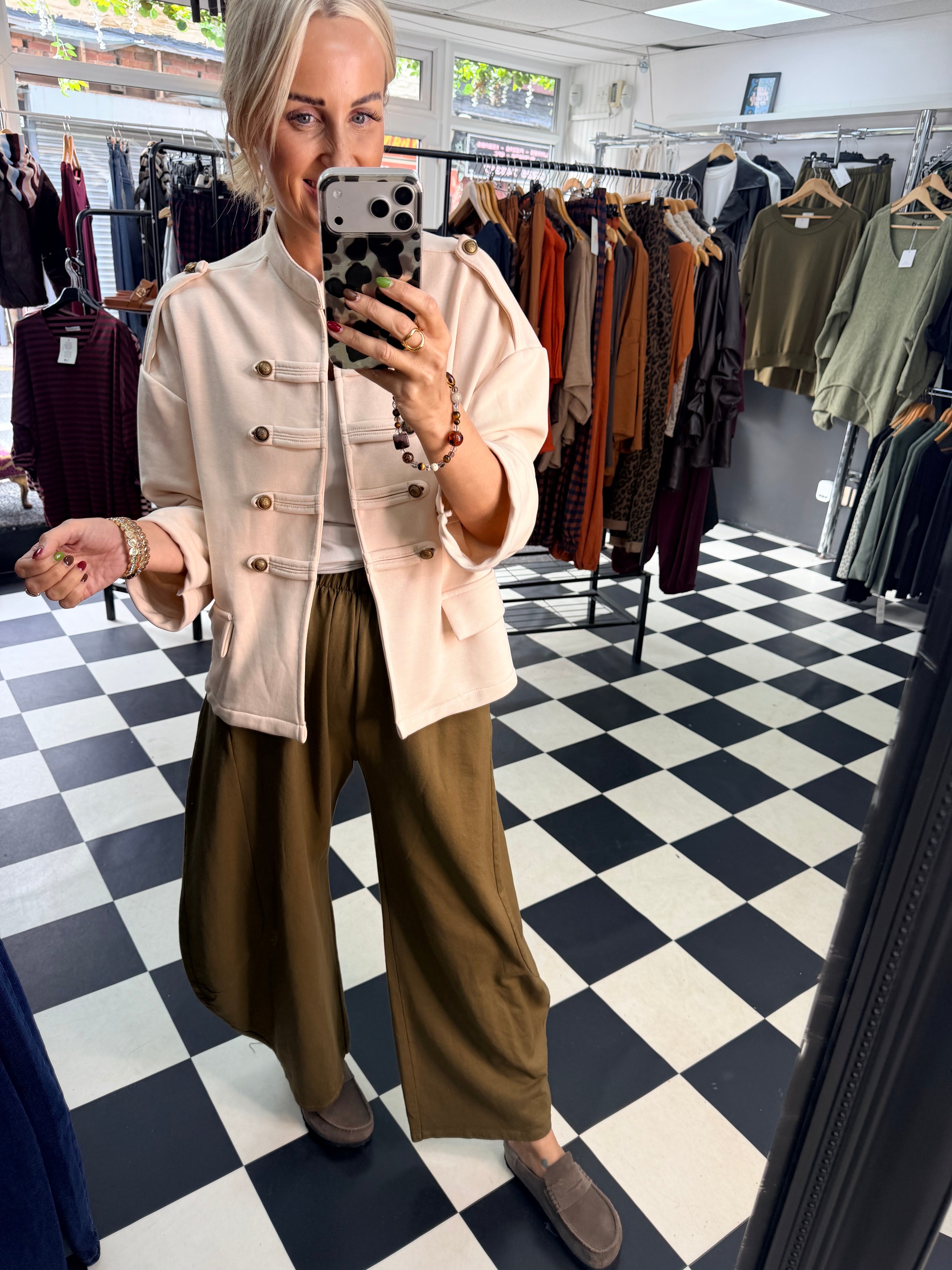 Zeta Otto Cream Jersey Military Jacket