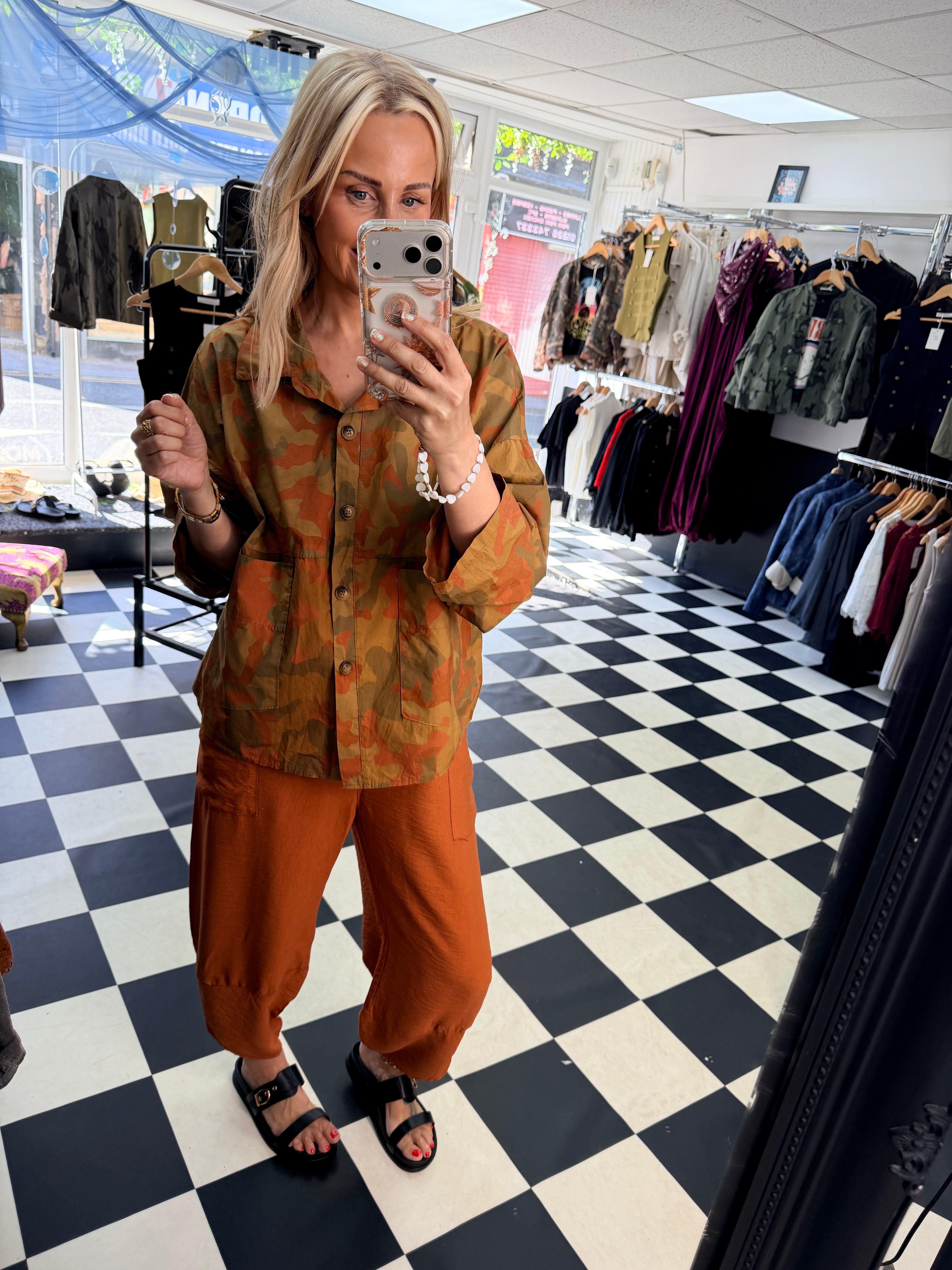 Camo Shacket Rust