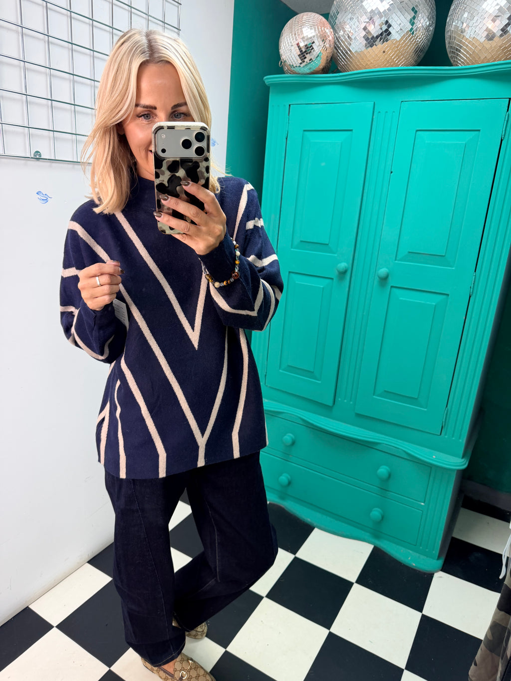 Turtle Neck Jumper V design Navy Special Buy