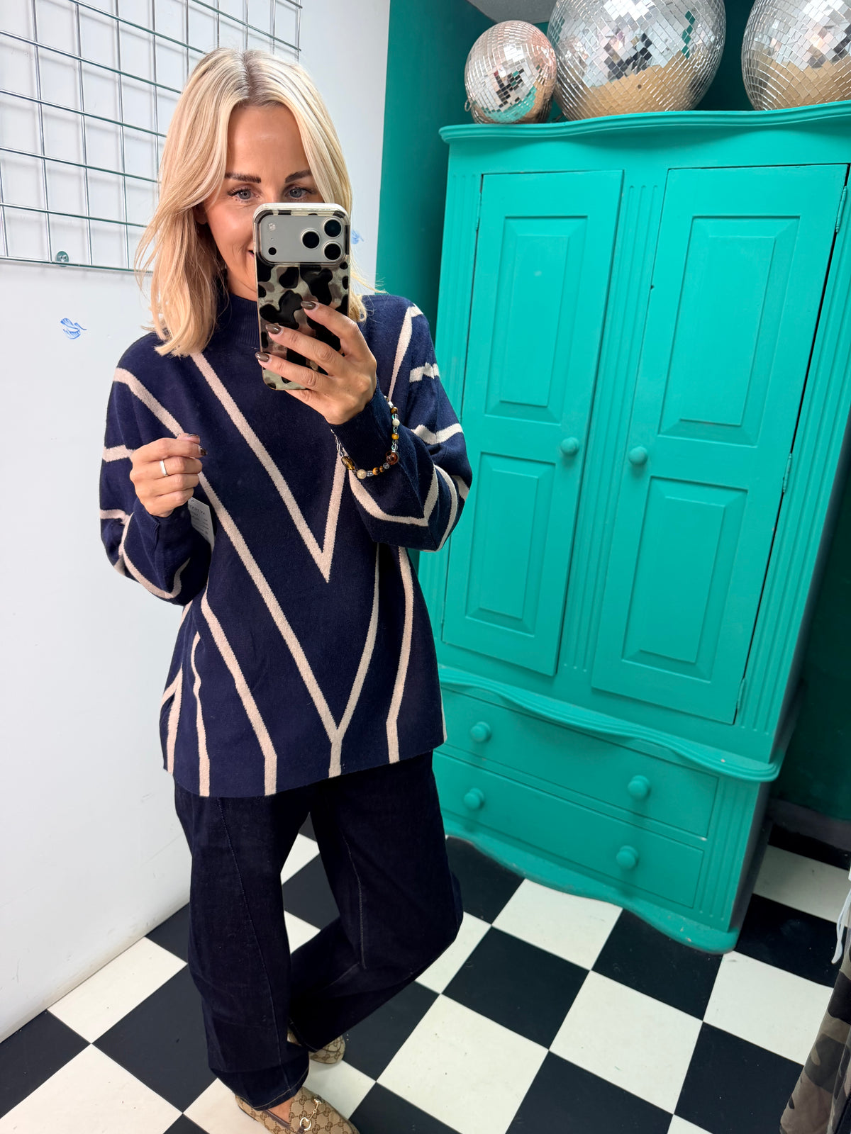 Turtle Neck Jumper V design Navy Special Buy