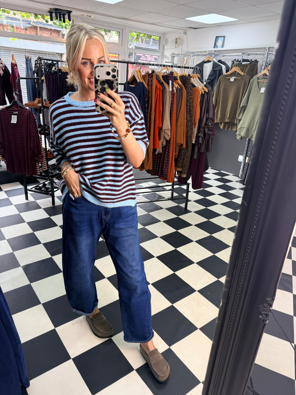 Penny Stripe Jumper Blue and Wine