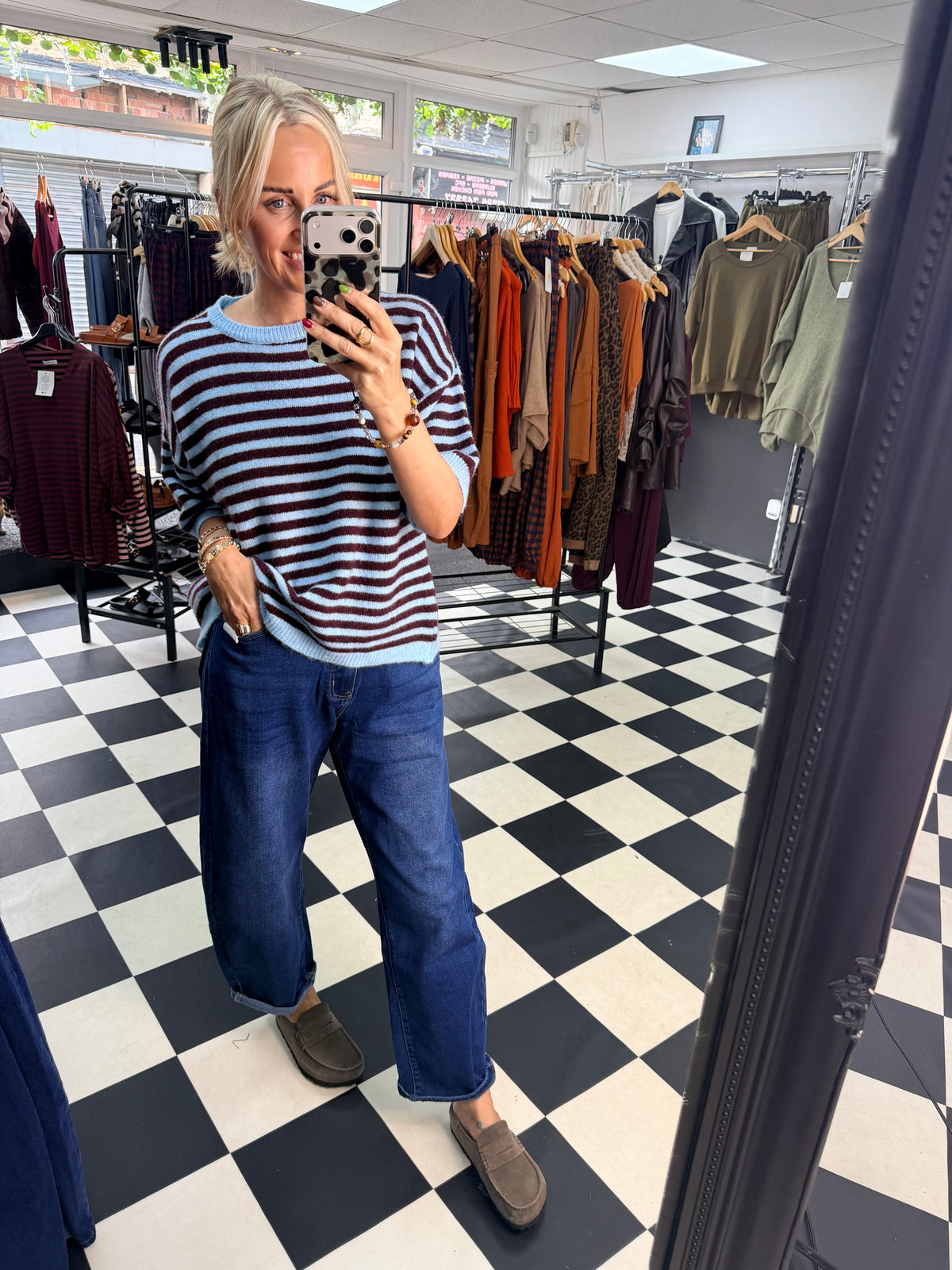 Penny Stripe Jumper Blue and Wine