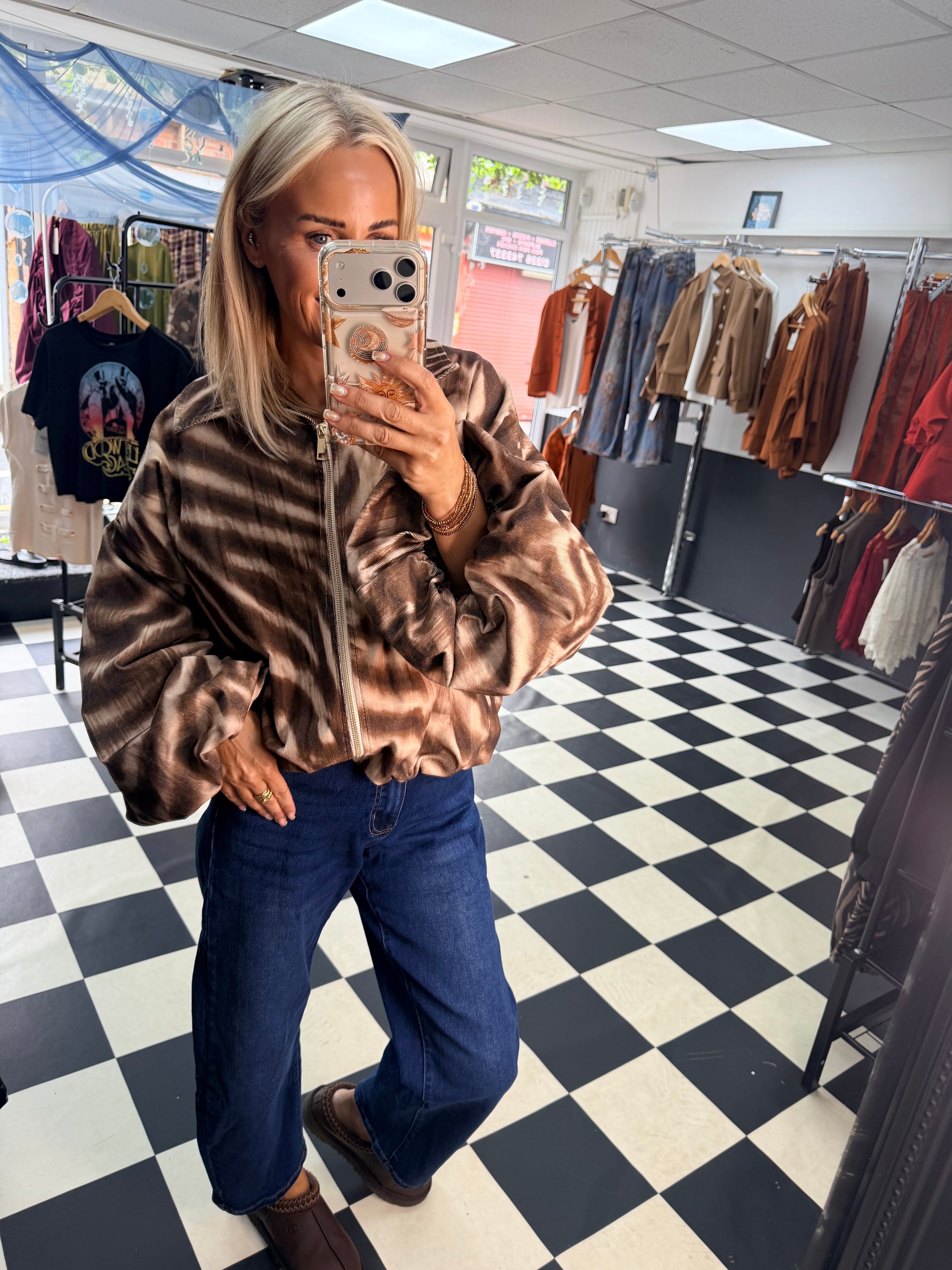 Needlecord Zebra Slouchy Jacket Chocolate