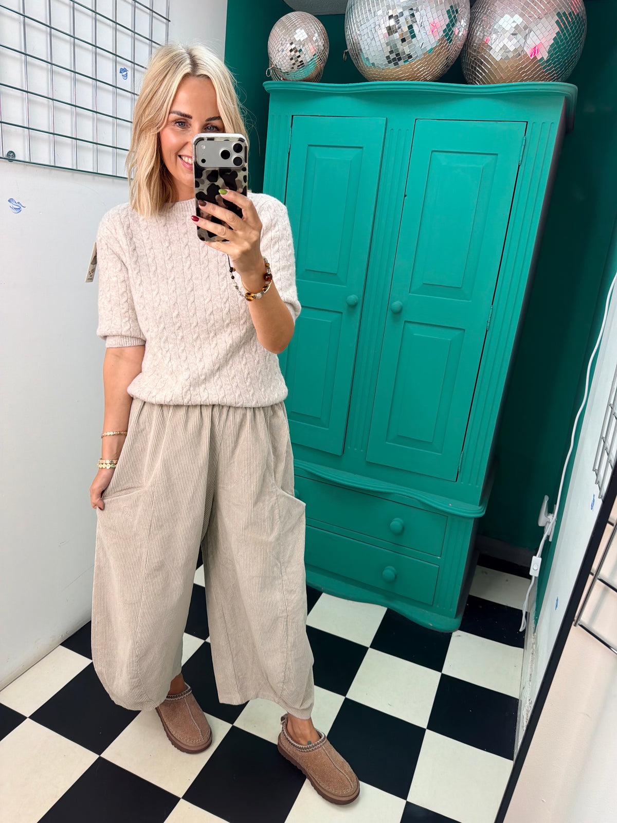Cord Barrel Trousers Cream
