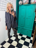 Ruched Sleeve Blazer Grey
