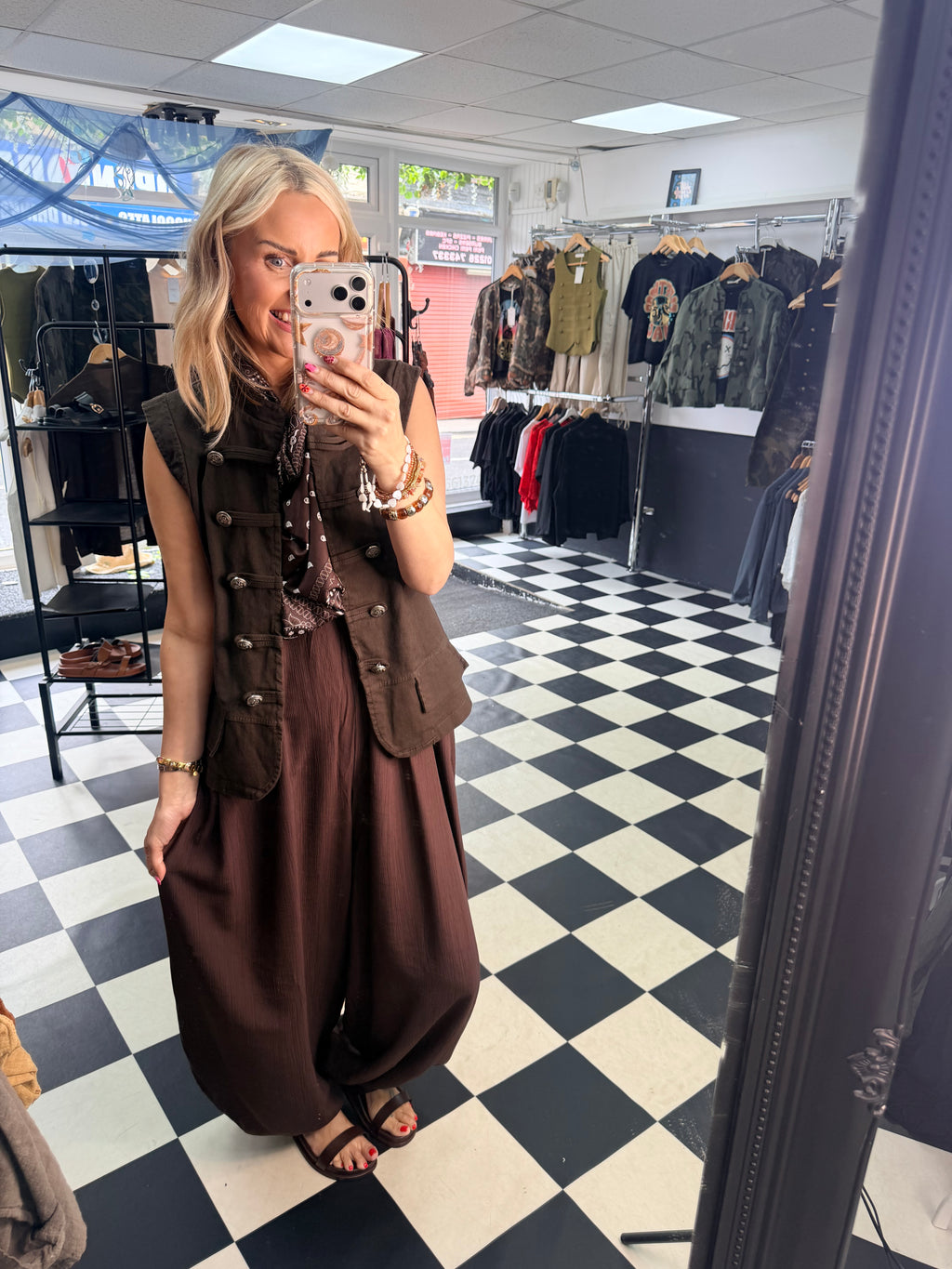 Bandana Scarf Jumpsuit Chocolate